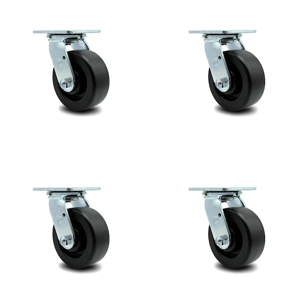 5 Inch Polyolefin Wheel Swivel Caster Set with Ball Bearing